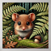 Schattige Woodland Mouse Illustration – Schattige  Poster (Voorkant)