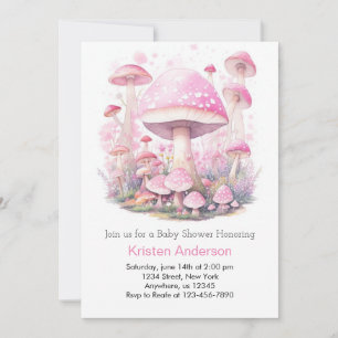 Schattige Woodland Mushroom Adventure Meisje Baby Kaart