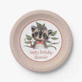 Schattige Woodland Raccoon Boy's Verjaardagsfeest Papieren Bordje