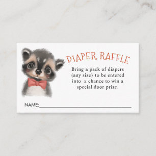 Schattige Woodland Raccoon Luier Raffle Informatiekaartje