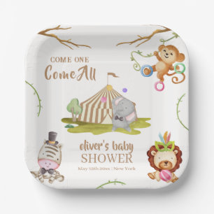 Schattige Woodland Safari Animal Circus Baby showe Papieren Bordje