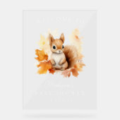 Schattige Woodland Squirrel Baby shower Welkom Acryl Bord (Voorkant)