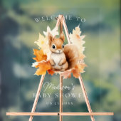Schattige Woodland Squirrel Baby shower Welkom Acryl Bord (Neutraal)