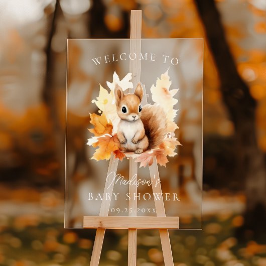 Schattige Woodland Squirrel Baby shower Welkom Acryl Bord