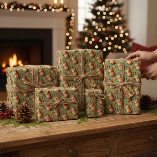 Schattige Woodland Squirrel Wrapping Paper