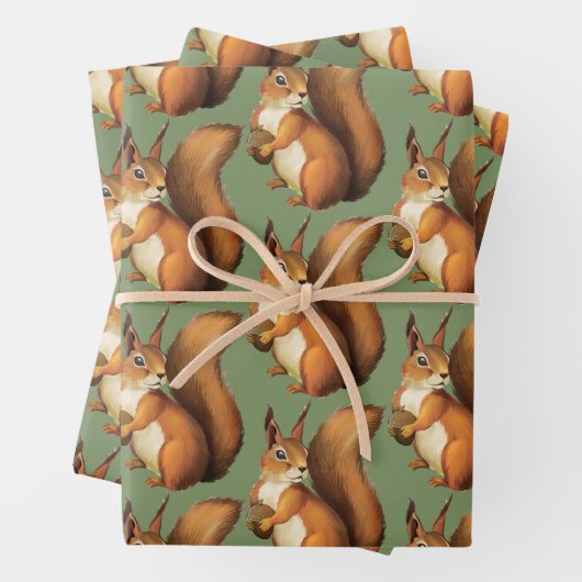 Schattige Woodland Squirrel Wrapping Paper (In situ)