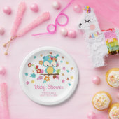 Schattige Woodland Uil & Flowers Baby Meisje Baby  Papieren Bordje (Feest)