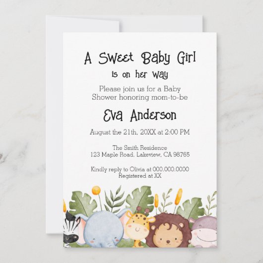 Schattige Woodland Waterverf Baby shower Invitatio Kaart (Voorkant)