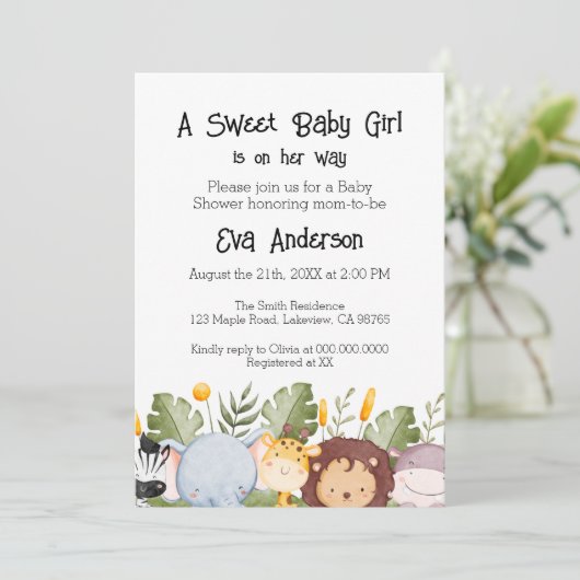 Schattige Woodland Waterverf Baby shower Invitatio Kaart (Staand voorkant)