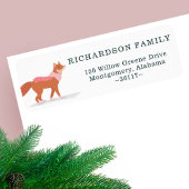 Schattige Woodland Winter Fox Schaatsen Adres Etiket