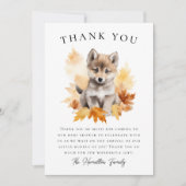 Schattige Woodland Wolf Herfst Baby shower Bedankkaart (Voorkant)