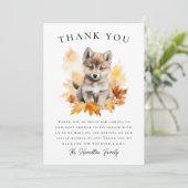 Schattige Woodland Wolf Herfst Baby shower Bedankkaart (Staand voorkant)