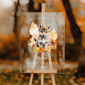 Schattige Woodland Wolf Herfst Baby shower Welkom Acryl Bord