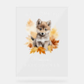 Schattige Woodland Wolf Herfst Baby shower Welkom Acryl Bord (Voorkant)