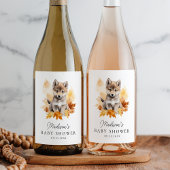 Schattige Woodland Wolf Herfst Baby shower Wijn Etiket