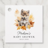 Schattige Woodland Wolf Pup Herfst Baby shower Bedankjes Labels (Voorkant)