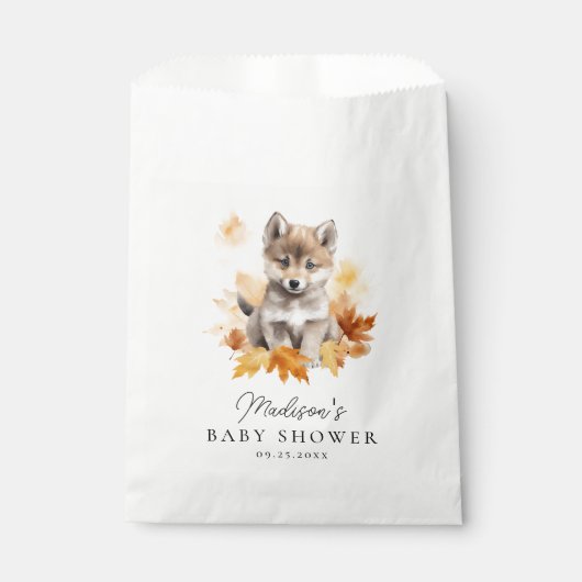 Schattige Woodland Wolf Pup Herfst Baby shower Bedankzakje (Voorkant)