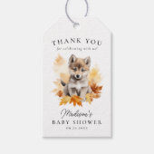 Schattige Woodland Wolf Pup Herfst Baby shower Cadeaulabel (Voorkant)