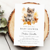 Schattige Woodland Wolf Pup Herfst Baby shower Kaart