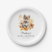 Schattige Woodland Wolf Pup Herfst Baby shower Papieren Bordje (Voorkant)