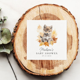 Schattige Woodland Wolf Pup Herfst Baby shower Servet