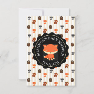 Schattige Woodlands Dieren Fox Baby shower Uitnodi Kaart