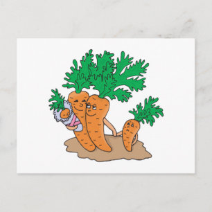 schattige wortel cartoon familie briefkaart