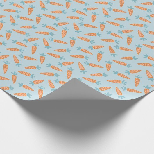 Schattige wortelpatroon op lichtblauw cadeaupapier (Hoek)