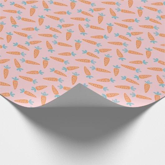 Schattige wortelpatroon op lichtroze cadeaupapier (Hoek)