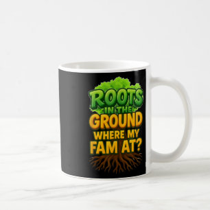 Schattige wortels in de grond waar mijn familie is koffiemok