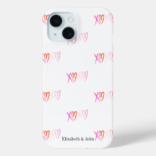 Schattige "XOXO" Hartjes Valentijnsdag iPhone 15 Case