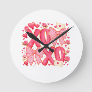 Schattige XOXO Valentijnsbogen Hartjes Roze Coquet Ronde Klok