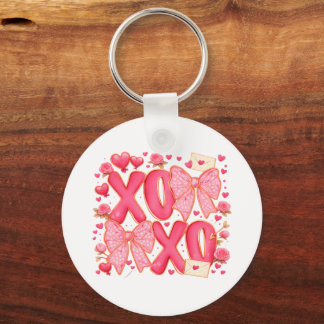 Schattige XOXO Valentijnsbogen Hartjes Roze Coquet Sleutelhanger