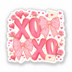Schattige XOXO Valentijnsbogen Hartjes Roze Coquet Sticker