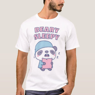 Schattige Yawning Panda Beary Sleepy Pun T-shirt