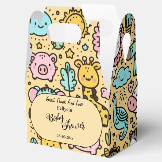 Schattige Yellow Animal Doddles Bedankdoosjes (Geopend)