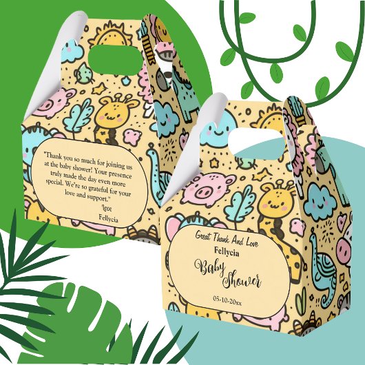 Schattige Yellow Animal Doddles Bedankdoosjes