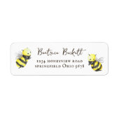 Schattige Yellow Bee Baby shower retouradres Etiket (Voorkant)