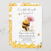 Schattige Yellow Bee Daisy wordt één jaar Kaart (Voorkant / Achterkant)