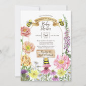 Schattige Yellow Bee en Wildflower Coed Baby showe Kaart (Voorkant)