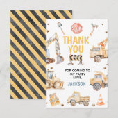 Schattige Yellow Boys Construction Dirty 3rdy Verj Bedankkaart (Voorkant / Achterkant)