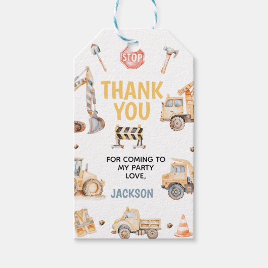 Schattige Yellow Boys Construction Dirty 3rdy Verj Cadeaulabel (Voorkant)