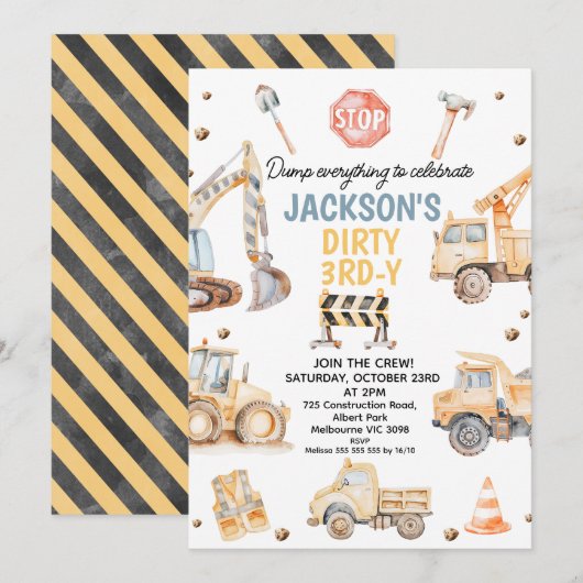 Schattige Yellow Boys Construction Dirty 3rdy Verj Kaart (Voorkant / Achterkant)