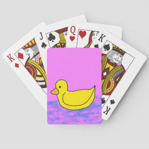 Schattige Yellow Duck op Roze Klassieke Speelkaart Pokerkaarten