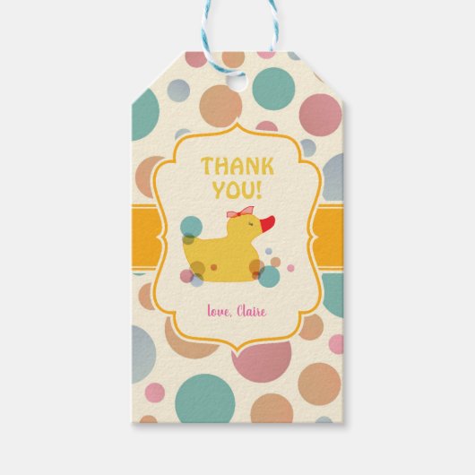 Schattige Yellow Duck Verjaardagsfeest Cadeaulabel (Voorkant)