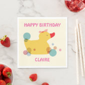 Schattige Yellow Duck Verjaardagsfeest Servet (Insitu)