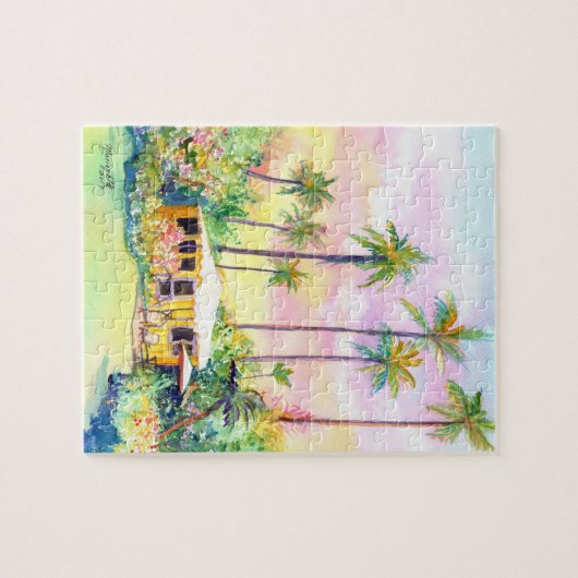 Schattige Yellow Kauai Cottage Legpuzzel (Horizontaal)