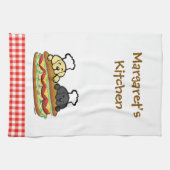 Schattige Yellow Lab Black Lab Cartoon Sandwich Theedoek (Horizontaal)