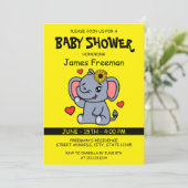 Schattige Yellow Vector Elephant Girl Baby shower Kaart (Staand voorkant)