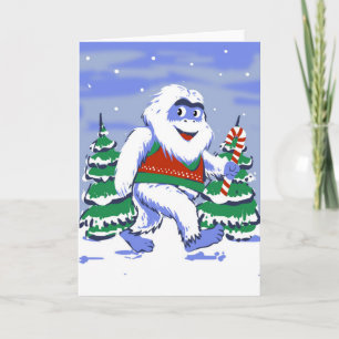 Schattige yeti kerst in bos kaart